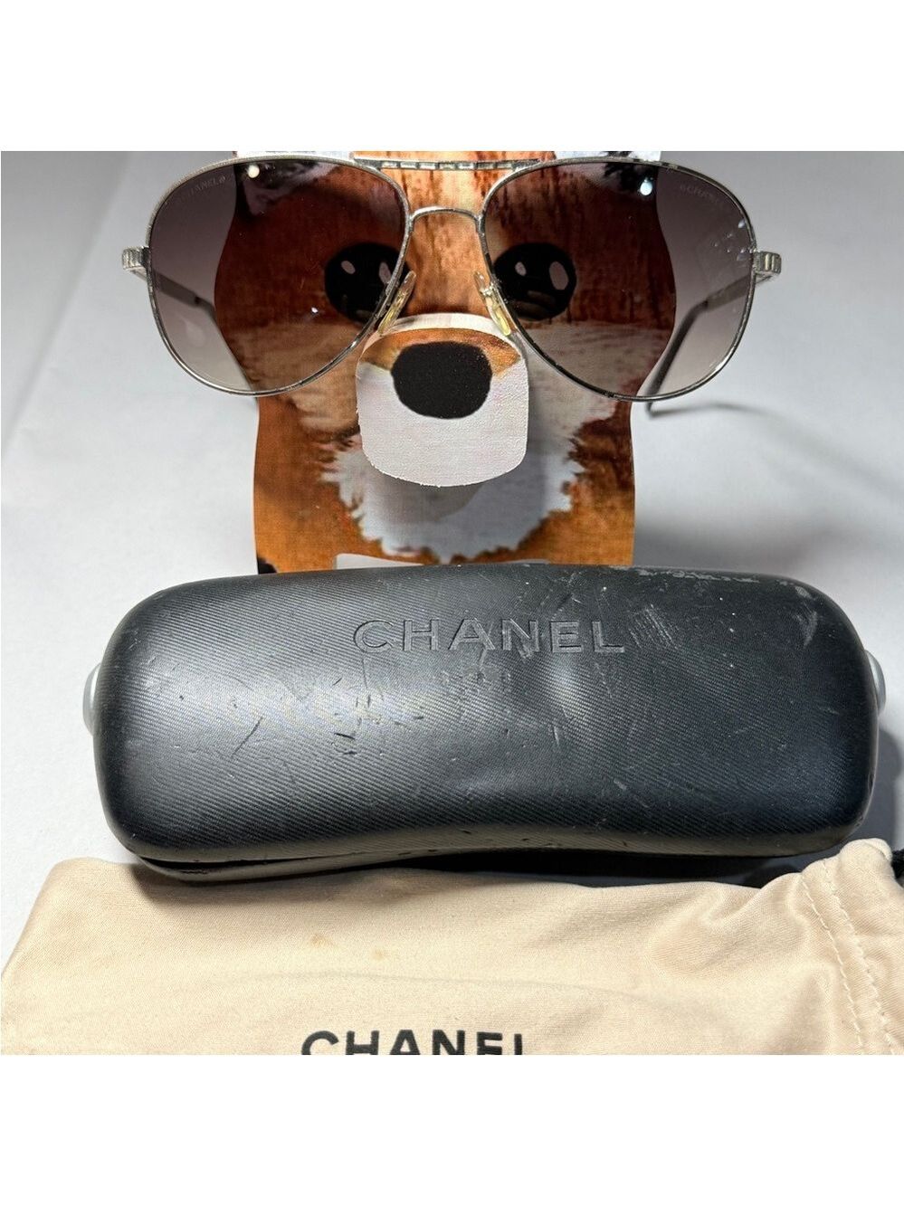 Vintage CHANEL Black Aviator Sunglasses with Gradient Lenses